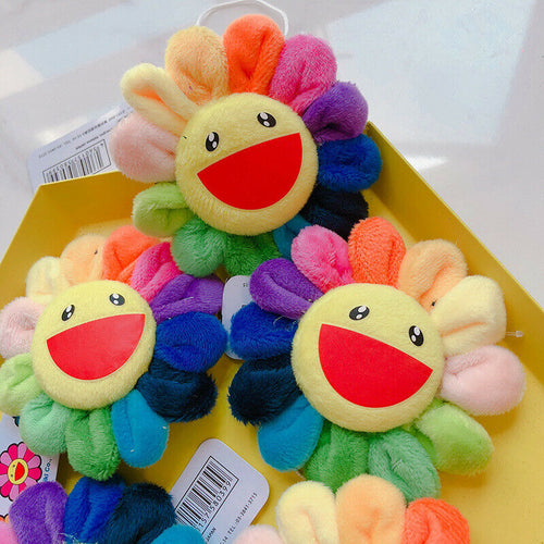 Brand New Flower Takashi Murakami Kiki Kaikai Brooch Rainbow Sunflower Pin Badge Strap Plush Cute Toys